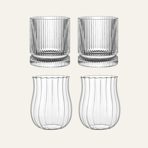 Riva Trinkglas gerillt mit Tulia Glas set