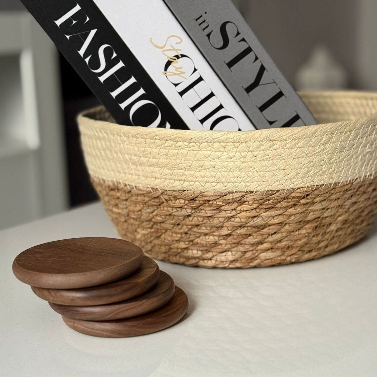 Natürlicher runder Untersetzer ILK zum Schutz von Oberflächen