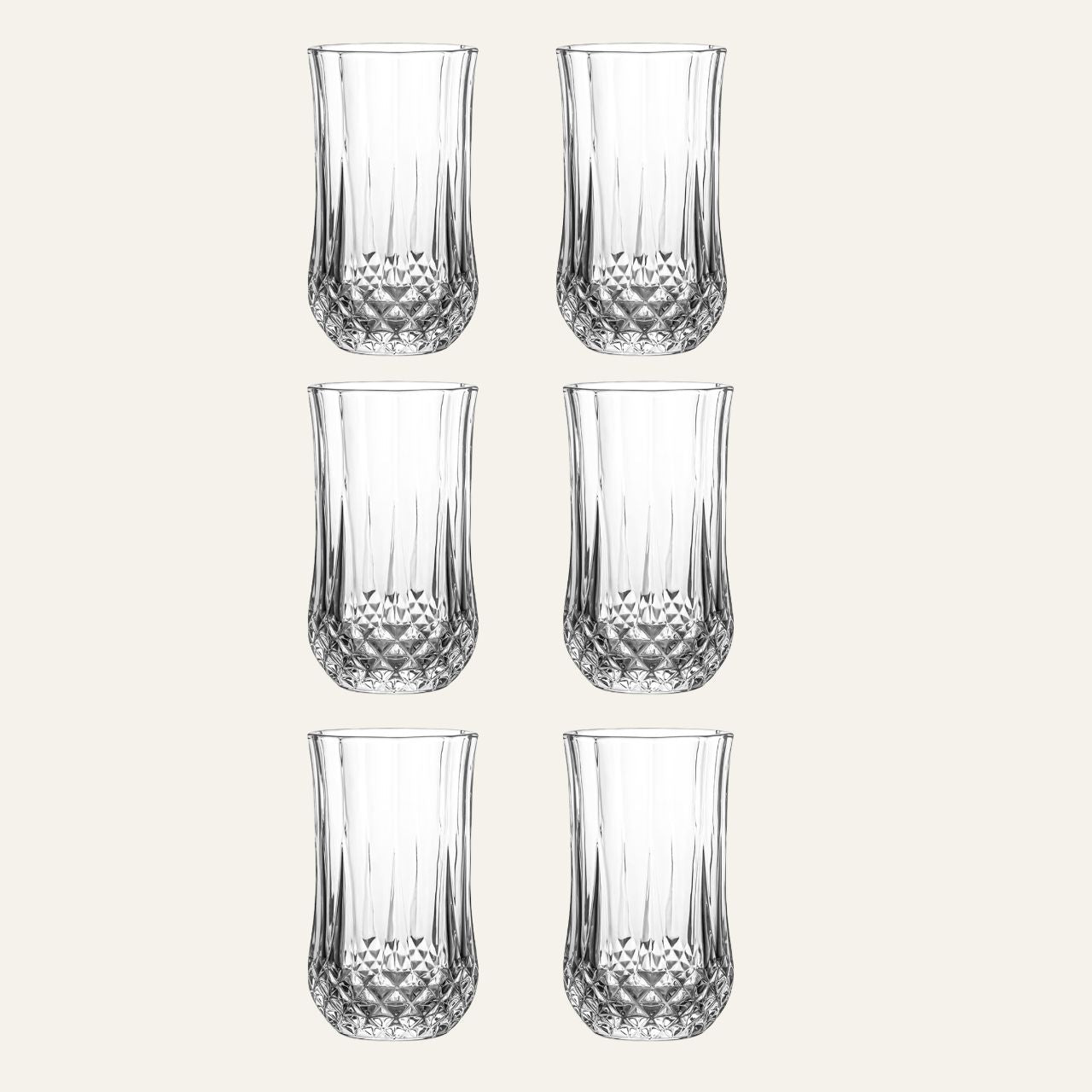 Langes Luna Glas mit dekorativem Diamantschliff – Vintora Home