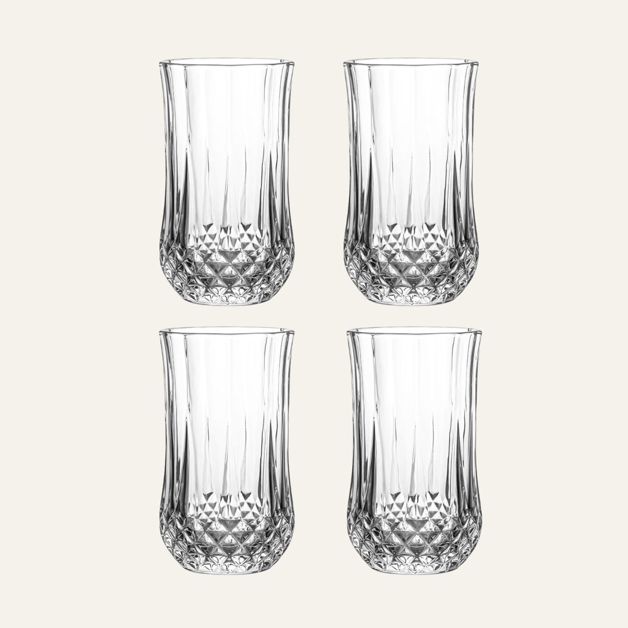 Luna langes Glas mit markantem Vintage-Schliff