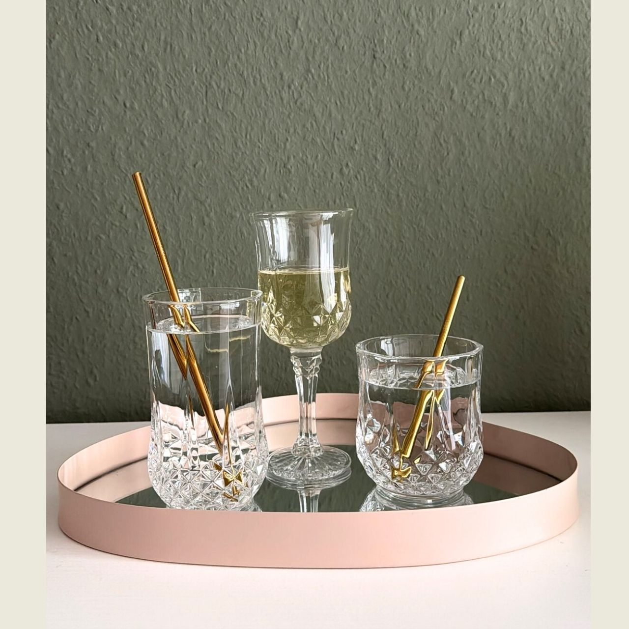 Luna Set – Kombination aus Luna lang, kurz und Weingläsern mit Diamantschliff