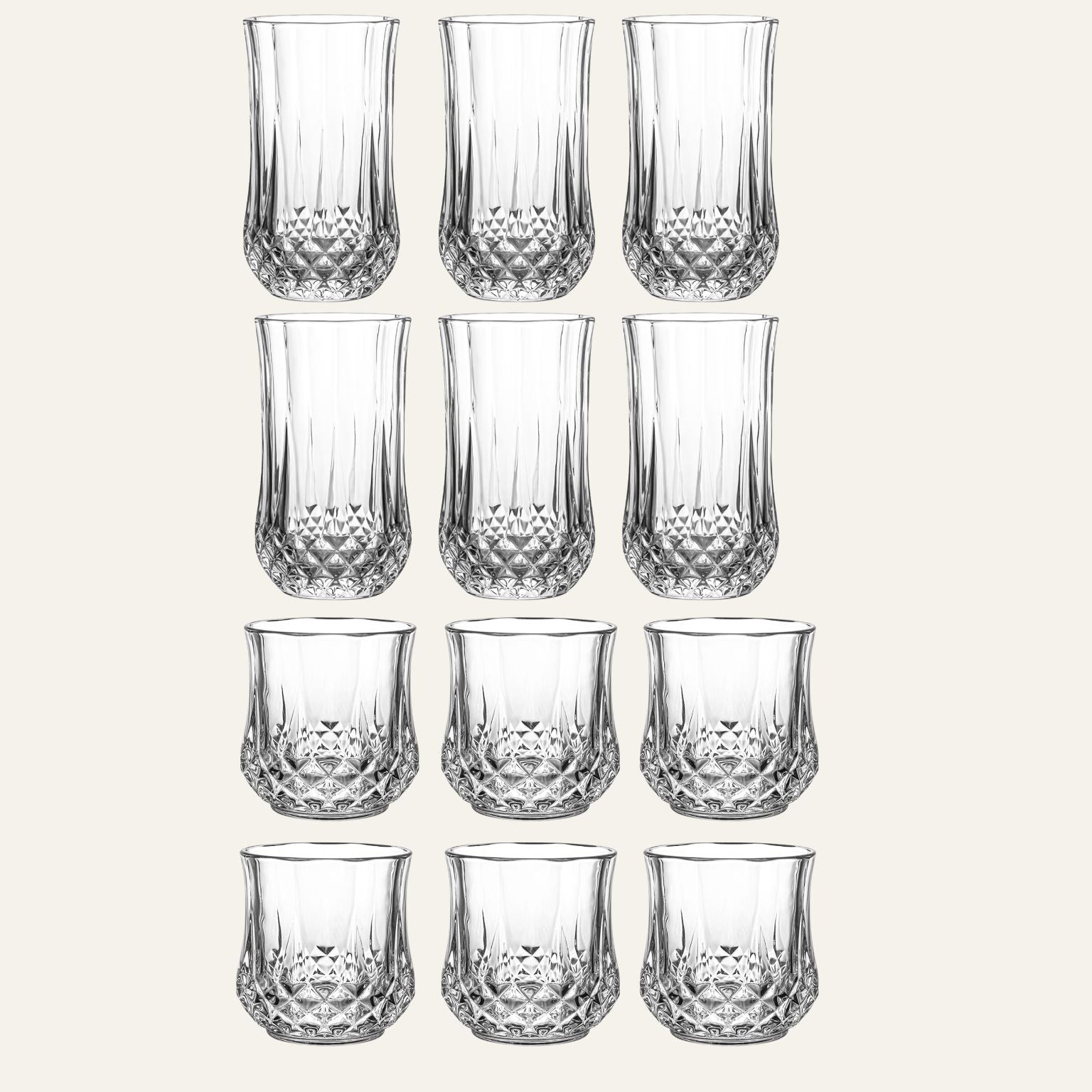 Luna – Gläser Set groß + klein (12-teilig, Vintage)